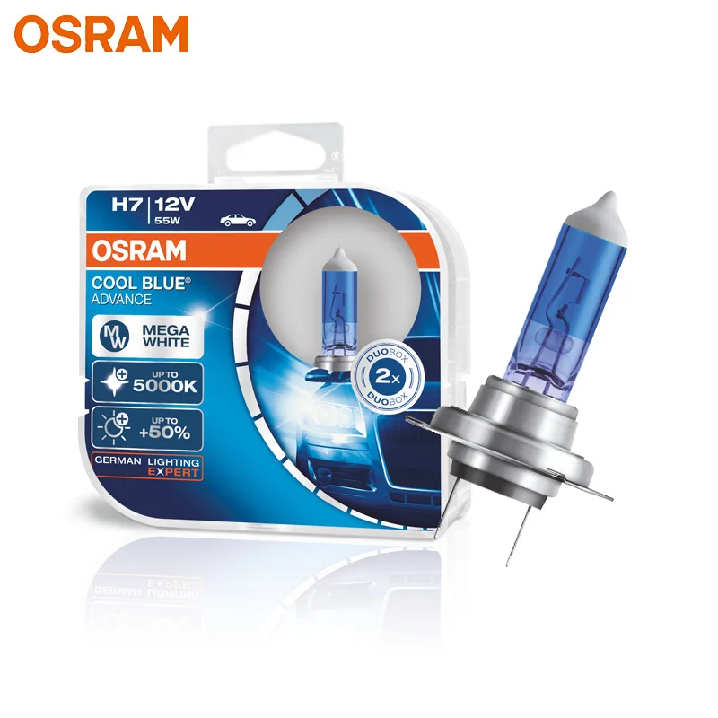 Osram H7 62210CBA Alogena Cool Blue Anticipo 12V 55W Auto Faro Originale  5000K Luce Bianca + 50% più Luminoso Genuino Lampadine, coppia - AliExpress