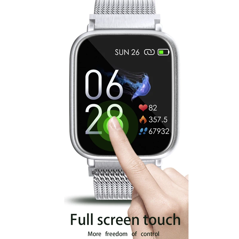 Q1 полный сенсорный смарт-часы для мужчин и женщин кровяное давление монитор сердечного ритма фитнес-трекер Smartwatch IP67 подключение IOS Android телефон