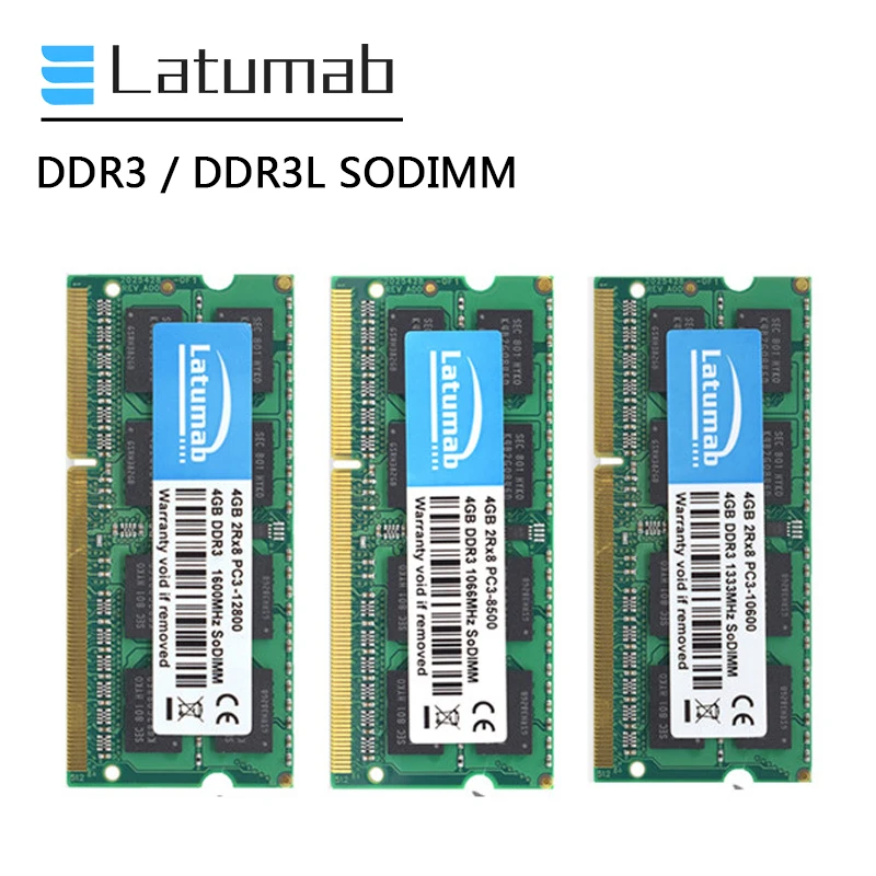 Оперативная память DDR3 Latumab 4 ГБ 8 1866 МГц 1600 1333 1066 для ноутбука 1 5 в 35 SODIMM модуль