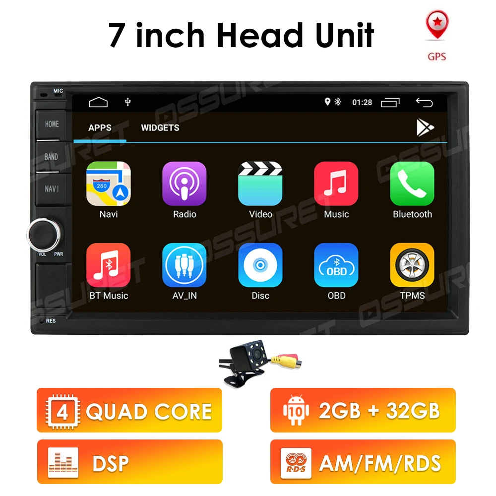 2Din high Version RAM 2GB+ ROM 32GB Android 10 7 inch  Universal Car Radio GPS Multimedia Unit Player For VW Nissan Kia