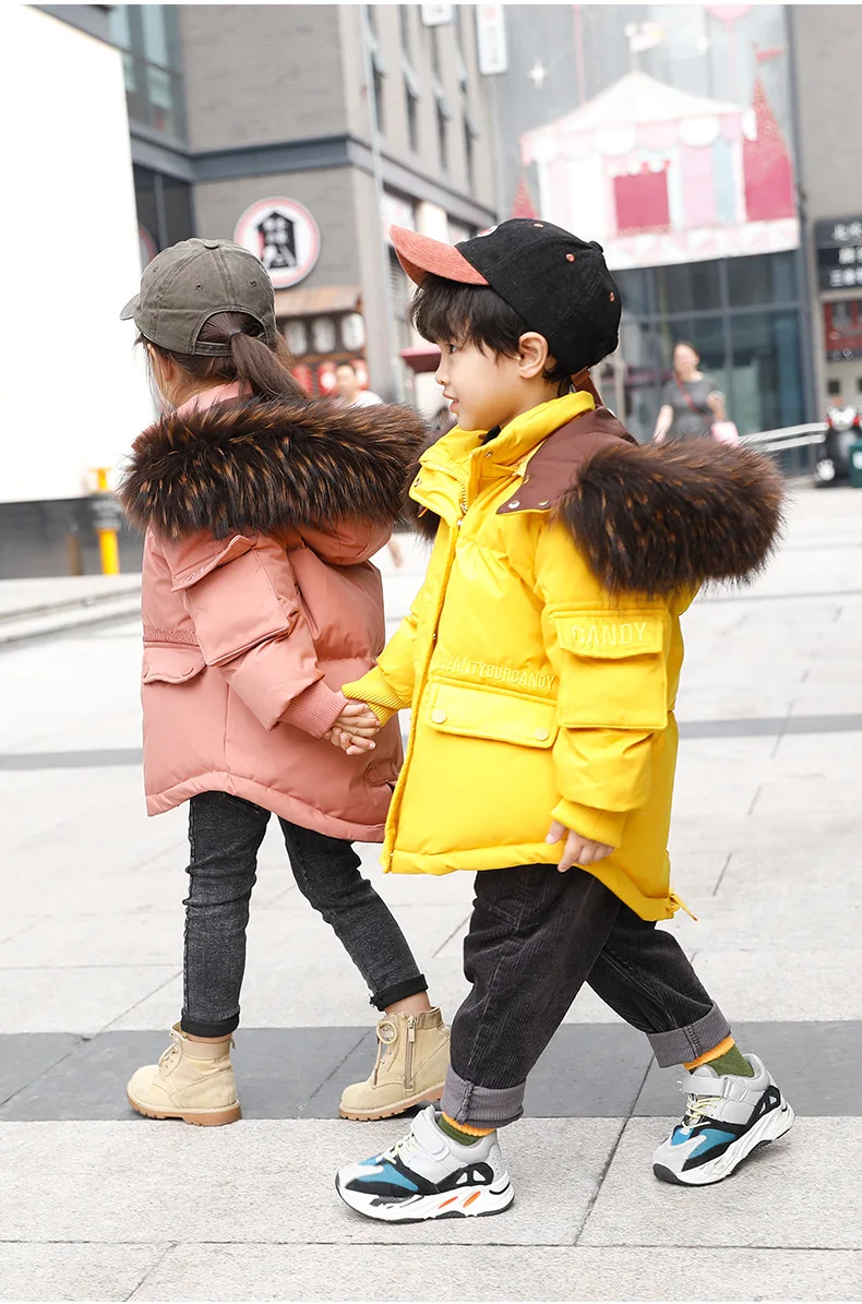 Зимняя куртка для мальчиков возрастом от 1 года до 8 лет зимняя верхняя одежда для девочек в русском стиле зимняя одежда толстый теплый Детский пуховик с меховым воротником, Z699