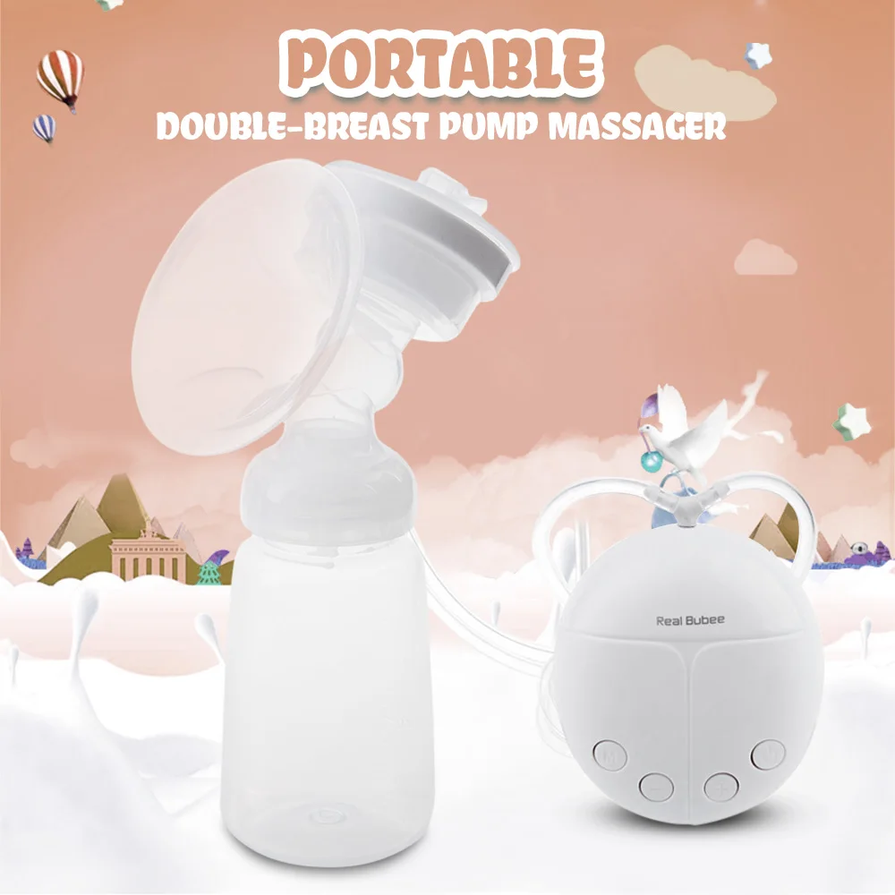 RealBubee двойной USB Электрический молокоотсос бутылка для молока Удобная PP BPA мощная грудь насосы с холодной тепловой прокладкой соски