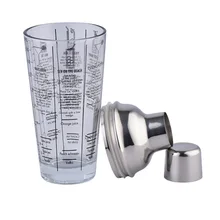 Стеклянный шейкер для коктейля из нержавеющей стали, шкала, формула мартини, миксер, барный инструмент, 400 мл XOA