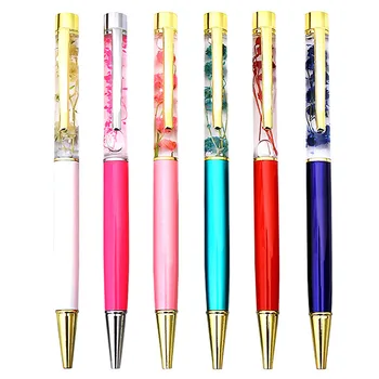 

Creative Dry Flower Ballpoint Pen Oily Metal Rotating Pen Learning School Student Stationery New Style 2019