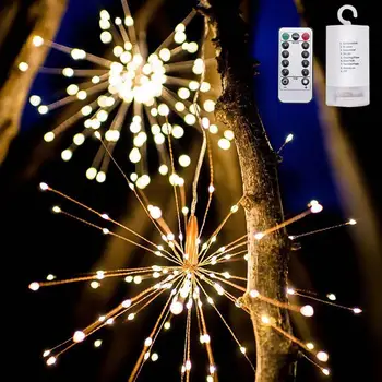

Yaeer 200 Led Firework Copper String Lights With Remote 8 Modes Dimmable String Fairy Lights Decorative Hanging Starburst Light