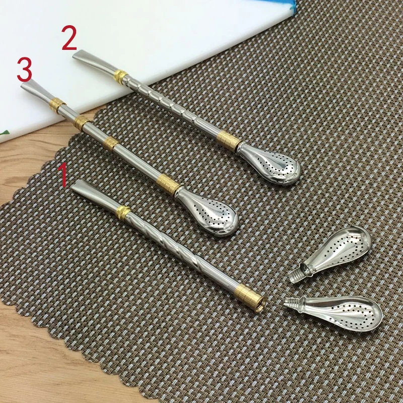 Tea spoons tea filter yerba mate stainless steel tea straws bombilla gourd reusable tools drinking straw spoon washable coffee tool