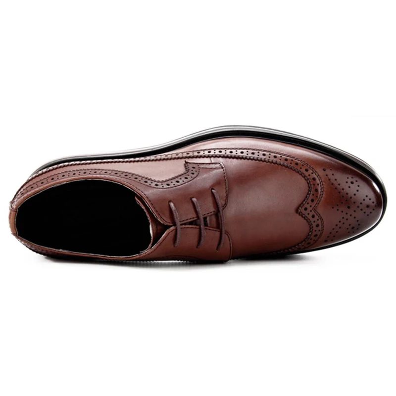 Винтажные мужские оксфорды из натуральной кожи Wingtip деловые туфли с круглым