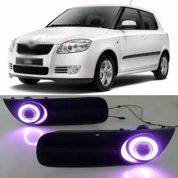 

LED COB Angel Eye Rings Front Projector Lens Fog Lights Assembled Lamp Bumper Replacement Cover Fit For Skoda Fabia Scout