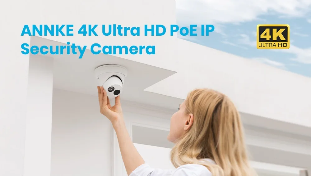 ANNKE, 1 шт., Ультра HD, 8 Мп, POE камера, 4 K, для улицы, для помещений, защита от атмосферных воздействий, сетевая купольная камера EXIR, ночное видение, оповещение по электронной почте, комплект видеонаблюдения