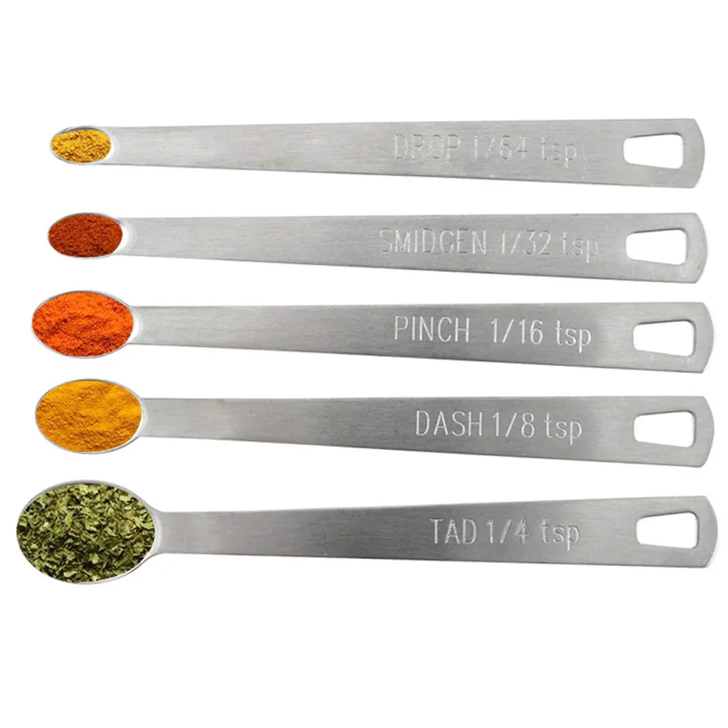 5pcs Small Measuring Spoons Stainless Steel Seasoning Dry and Liquid Ingredients Kitchen Mearure Tools