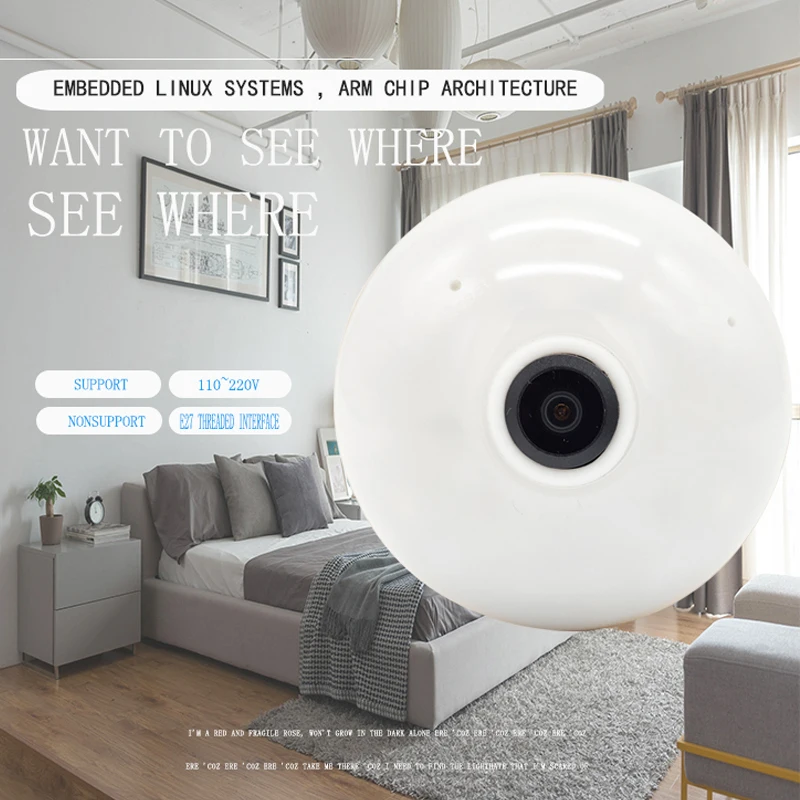 

Bulb Camera Video Surveillance home security camera 960P cameras IR Night Vision Motion Sensor Alarm 2 Way Talk Max 32G