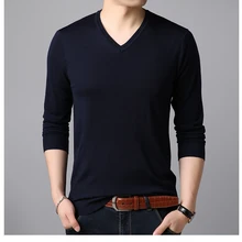 Мужской тонкая Толстовка на весну-осень, Вязание мужские свитера длиной до бедра, вязаный жилет с v-образным вырезом для Длинные рукава прилив сплошной цвет свитера