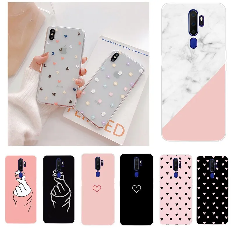 Чехол для OPPO A5 A9 2020 A5S A7 A3S Мягкий силиконовый чехол из ТПУ с сердечками Realme C11 C3 5 5i 6i