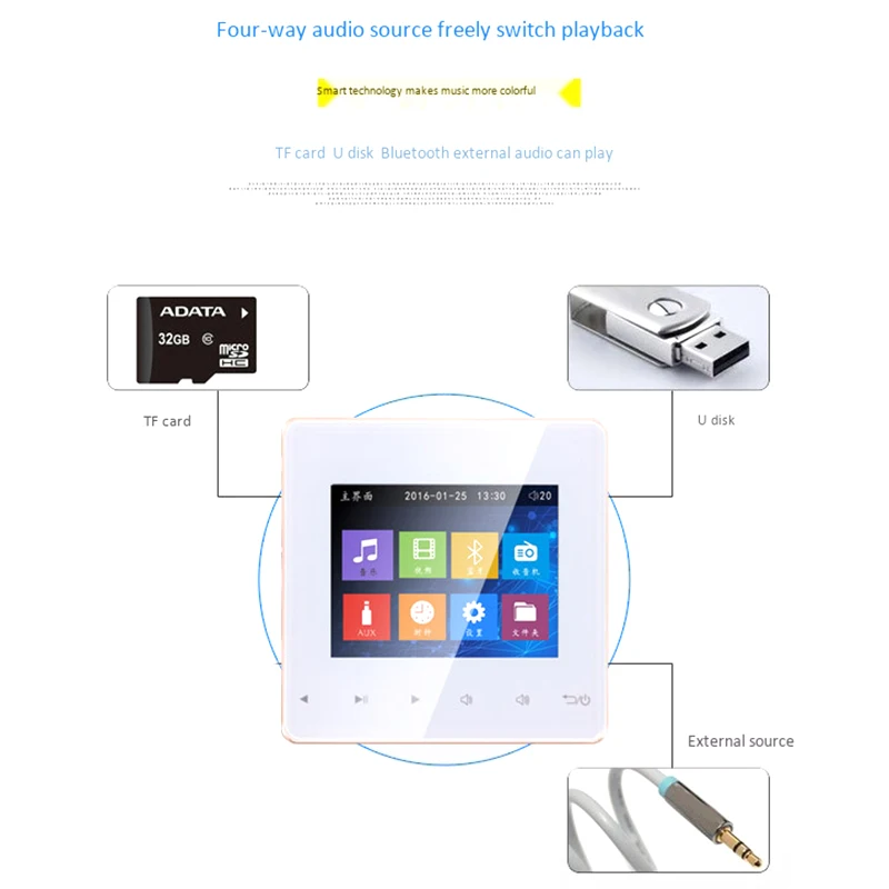 

Bluetooth Smart Control Music System Ceiling Speaker Modules Home Audio System Digital Stereo Amplifier in Wall for Hotel