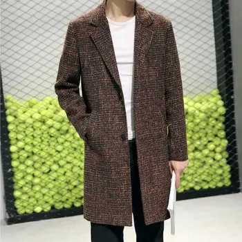

2019 Winter Fashion Men Wool Blends Cashmere Coat Long Section Woolen Coat Men loose casual Trench Jacket Large size 6XL