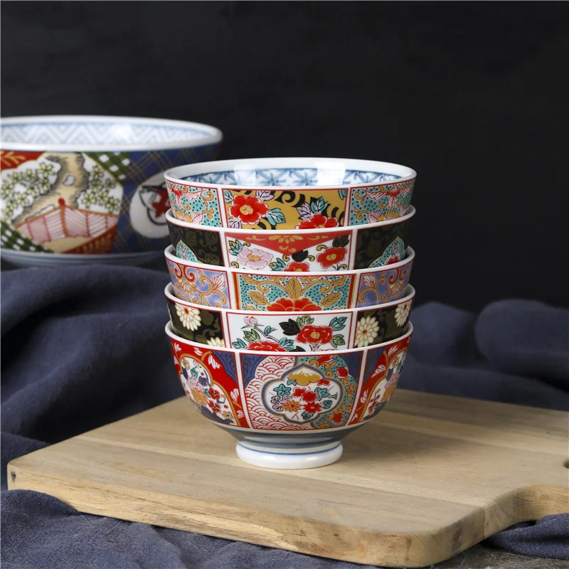Японский стиль 4,5 дюймов керамическая Бытовая рисовый суп ramen ручная потянутая миска для лапши Ретро креативная столовая посуда
