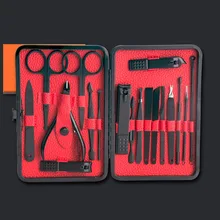 18 шт./компл. маникюрный набор Нержавеющая сталь педикюр набор ножницы для ногтей Уход за лошадьми комплект Дорожный Чехол SCI88