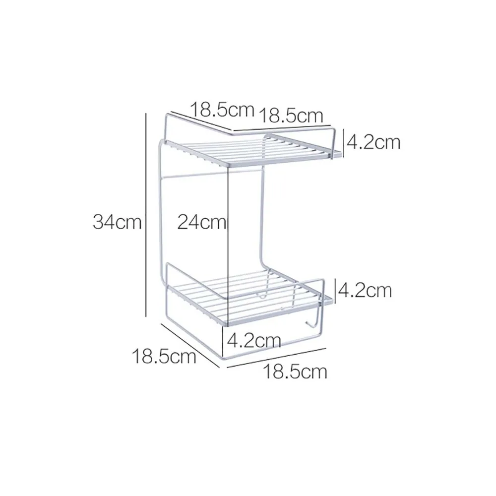 Iron Double Layer Wall Mounted Shelf For Kitchen Bathroom Shower Shampoo Cosmetic Organizer Rack Toilet Storage Shelves