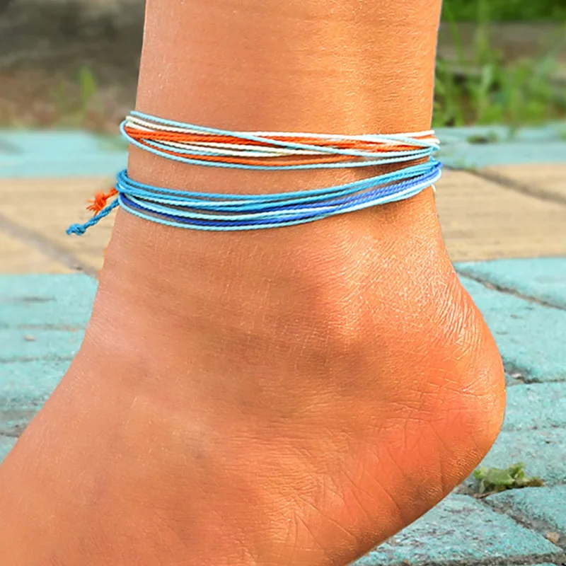 Tobillera de cuerdas Boho para mujer y niña, pulseras impermeables hechas a mano, con dijes, joyería trenzada para el pie de la en la playa| Tobilleras| - AliExpress