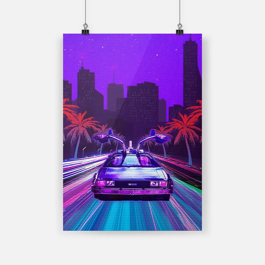 Винтажный стильный постер для автомобиля Vaporwave Картина на холсте настенное