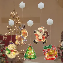 Luces LED navideñas para decoración de ventanas, candelabro de ventosa de Navidad, luces de regalo para decoración de fiesta, diseño de escena de dormitorio interior