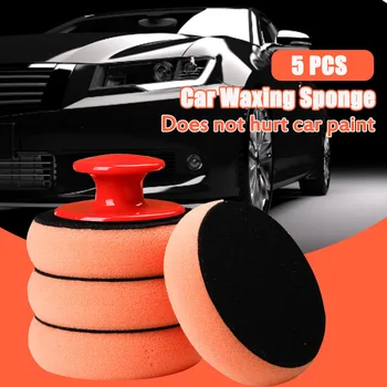 

5Pcs/Set Car Wax Wash Polish Pad Sponge Cleaning Foam Kit Terry Cloth Microfiber Applicator Pads W/ Gripper Handle Car-Styling