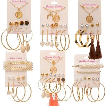 

IPARAM Vintage Round Circle Drop Earring Set 2020 Fashion New Design Bohemian Tassel Pendant Jewelry Earring Set Party Gift