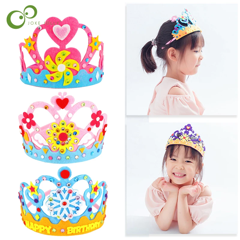 

EVA Foam Sequins Crown Creative Flowers Stars Patterns Kindergarten Art DIY Craft Toys for Children Party Decorations Gift GYH
