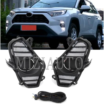 

LED DRL Headlights for Toyota RAV4 RAV 4 2019 2020 Led Daytime Running Light Waterproof with Yellow Turn Signal Light fog lights
