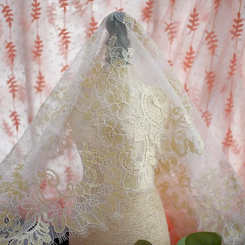 Lace Fabric Lace Garment Accessories Lace Sewing Supplies Lace Accessories Lace Sewing Accessories 3meters long European style lace eyelash accessories lace handmade DIY clothing wedding fabric gold thread