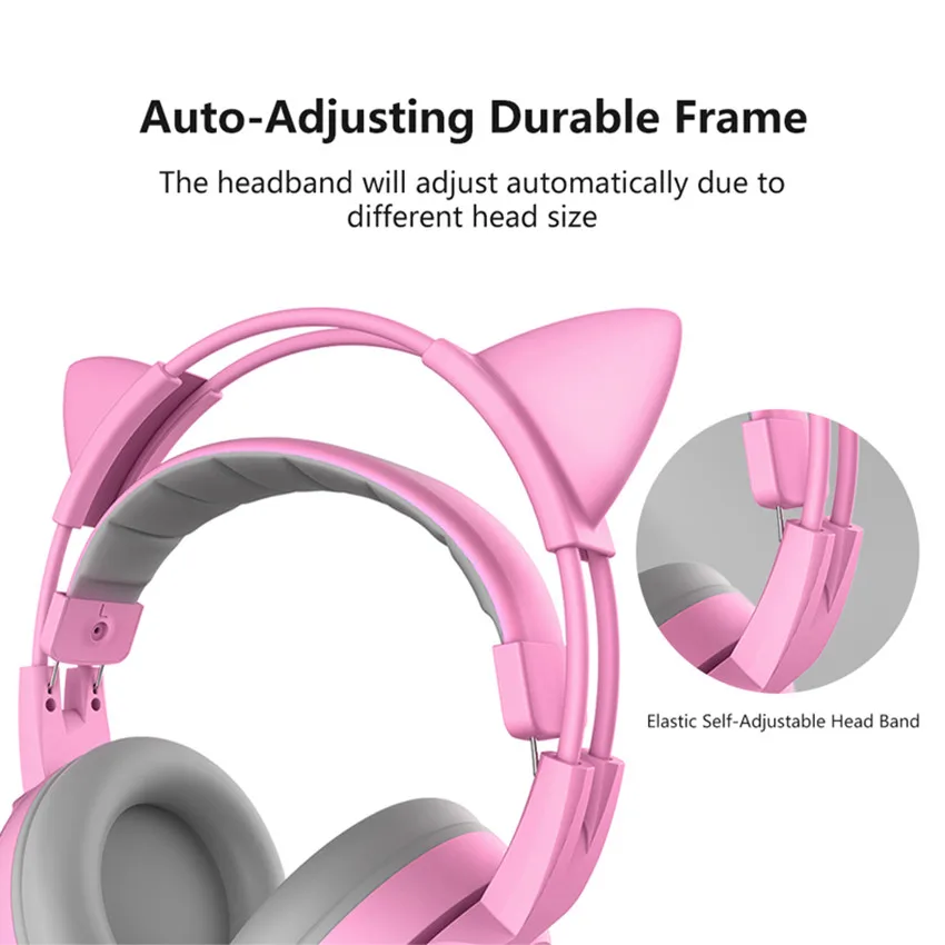 SOMIC Cat Ear Headset Kids PS4 Gaming Headphones Pink Blue PC Stereo Headset with Microphone for Xbox One Phone Laptop Tablet