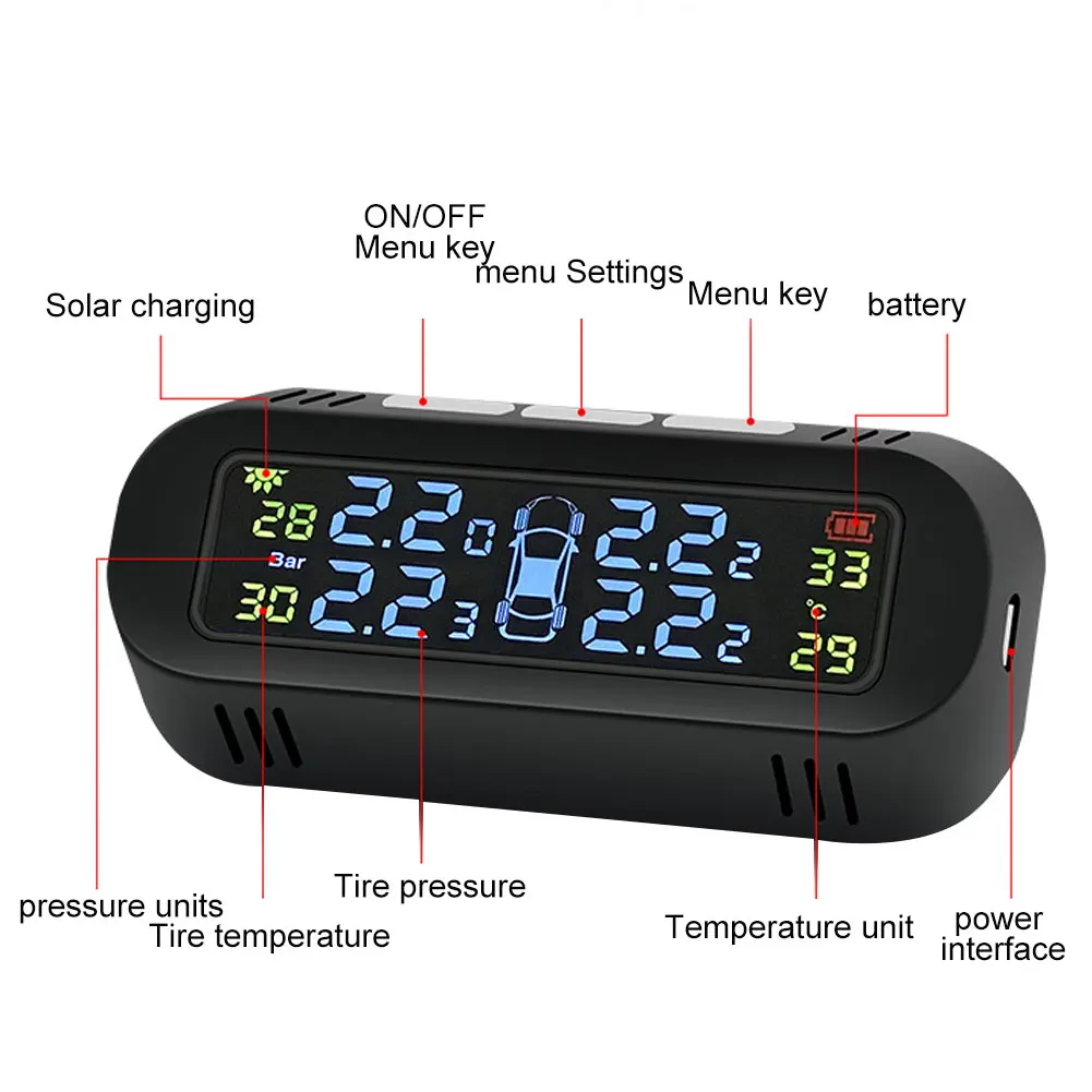 Беспроводной Солнечный TPMS автомобильных шин давление монитор системы Сигнализации Внешний датчик