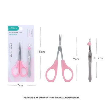 

2 pcs Eyebrow Scissors Eyebrow Tweezers Stainless Steel Eyebrow Razor Sets Beauty Tools
