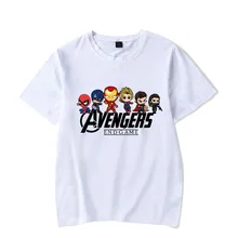 Мстители эндгейм для мужчин футболка Marvel милый мультфильм шаблон Аниме MCU Harajuku большой размеры 4XL уличная унисекс Прямая