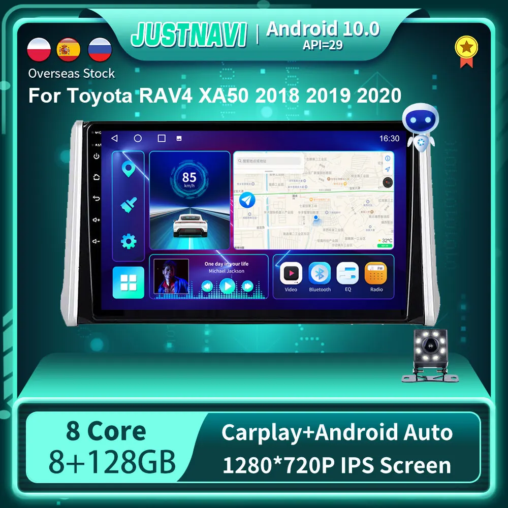 Автомобильный радиоприемник 1280*720P Android 10 0 GPS для Toyota RAV4 XA50 2018 2019 мультимедийный