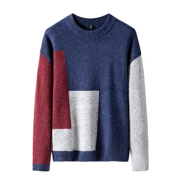 

Sweater Male 2019 Casual patchwork Men's Pullover Casual Slim Fit Autumn Winter Sweater Men's Knitted Sweater Christmas Clothes