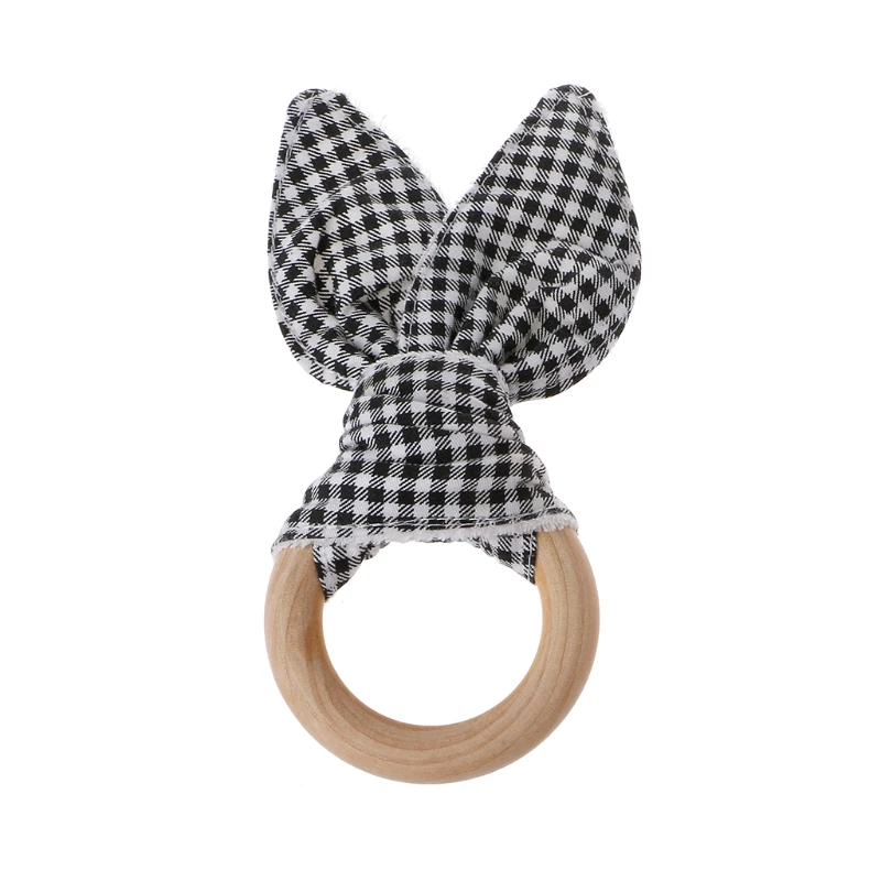 Handmade Wooden Natural Baby Teething Ring Chewie Teether Bunny Sensory Toy Gift - Цвет: 7