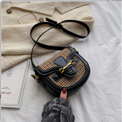 Роскошные женские сумки, дизайнерские женские сумки с леопардовым узором, Ретро стиль, сумка-мессенджер, модная седельная сумка через плечо, кошелек для телефона, Cc - Цвет: Black plaid