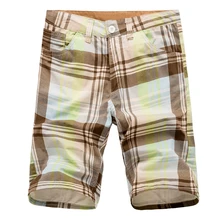 Красивые модные летние клетчатые тонкие повседневные мужские шорты-карго, модные полосатые клетчатые однотонные Прямые пляжные шорты, 9 цветов