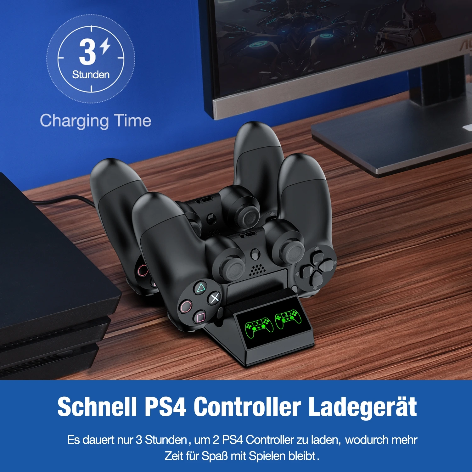 Charing Dock Station For PS4 Controller with 4 Micro USB Dongles Dual Fast Controller Charger For Playstation 4/PS4 Slim/PS4 Pro
