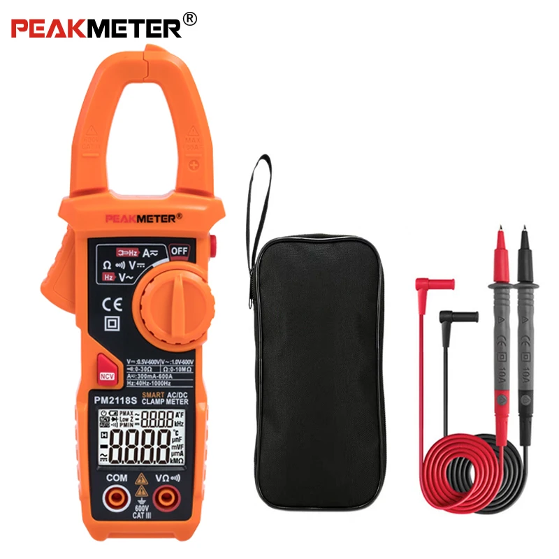 Цифровой мультиметр зажим PEAKMETER PM2118S умный Вольтметр постоянного/переменного
