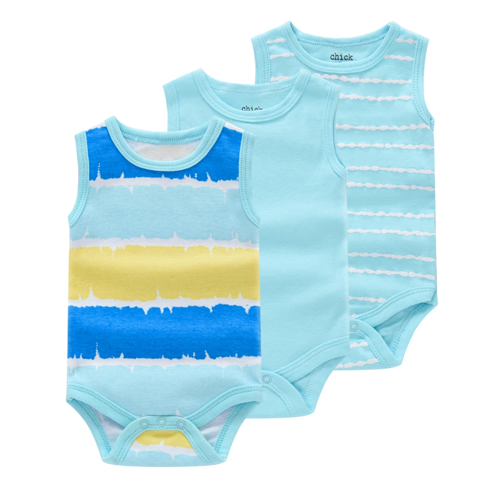 High Quanlity 3pcs/pack Newborn Boy Baby's Set Sleeveless Bodysuit 100% Cotton Comfortable Cartoon Print Infant Clothes |