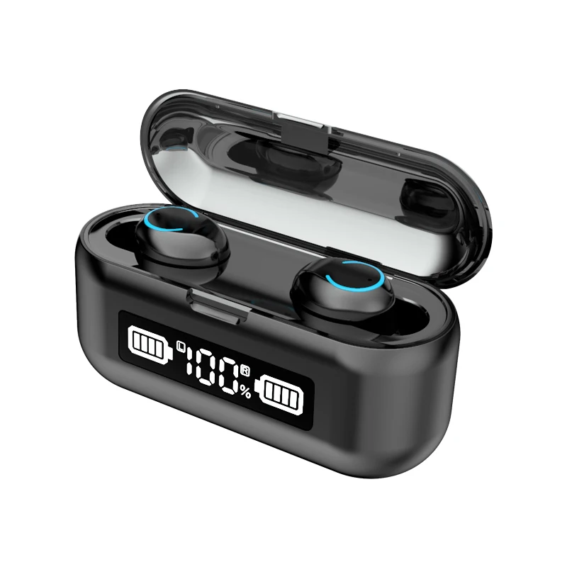 Беспроводные наушники F9 Bluetooth 5 0 спортивные 2000 мА/ч с зарядным футляром