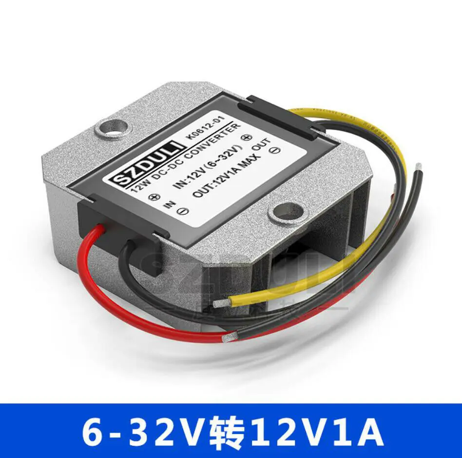 Car Radio Speaker (5-32V) to 12V 1A DC Voltage Regulator Stabilizer Boost Power Converter Module Aviation Aluminum 