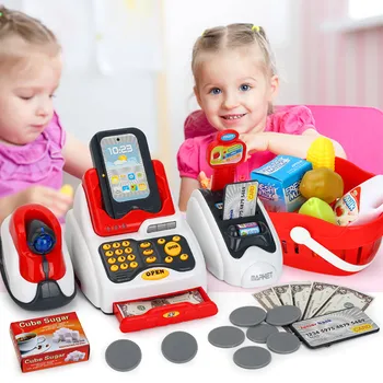 

Kids Toy Cash Checkout Scanner Fruit Card Reader Credit Card Machine Food Shopping Play Set