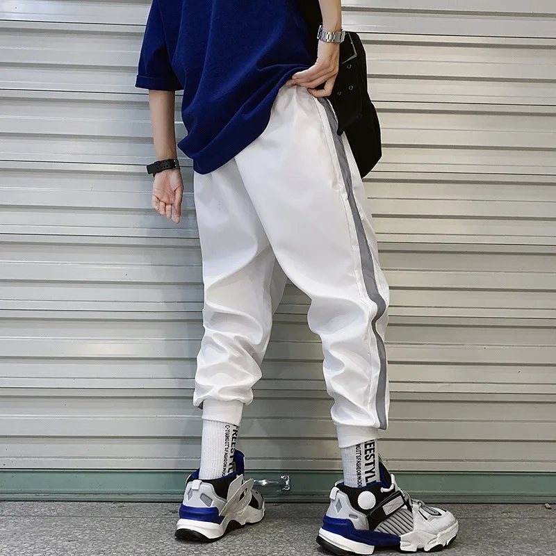 Популярные мужские спортивные штаны с боковой полосой, спортивные штаны в стиле хип-хоп, уличная одежда, обтягивающие штаны-шаровары для бега, мужские повседневные брюки с эластичной резинкой на талии