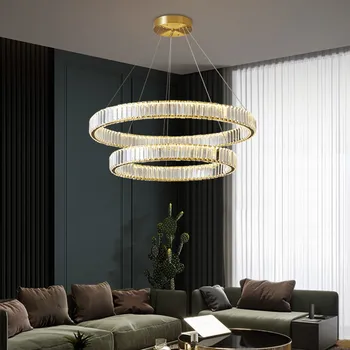 

LED Crystal Luxury Chandelier Lighting For Living Room Bedroom Indoor Home Deco Round Modern Simple Hanging Lamp Gold Or Silver