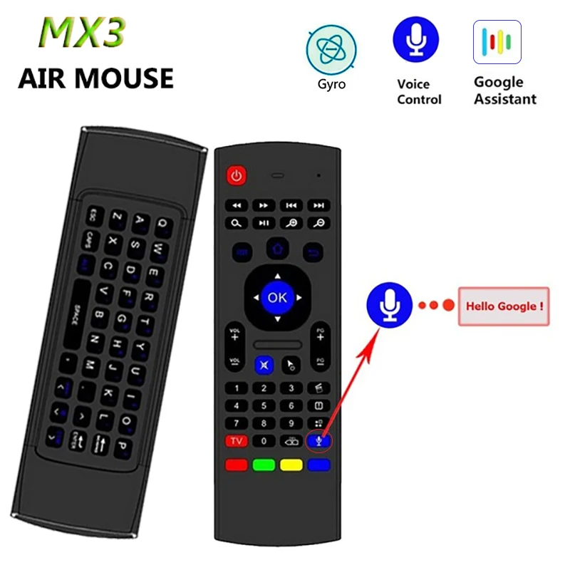 MX3 voice Backlit Air Mouse T3 Google Smart Remote Control IR 2.4G RF Wireless Keyboard For X96 mini H96 MAX X2 PRO Android TV |