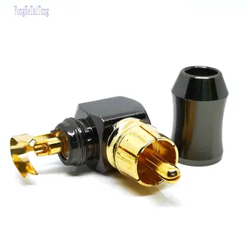 

NEW RCA Connector Male L type 90 degree Curved RCA Right Angle Elbow Converter RCA Plug Gold Plated Solder Wire Audio Adapter