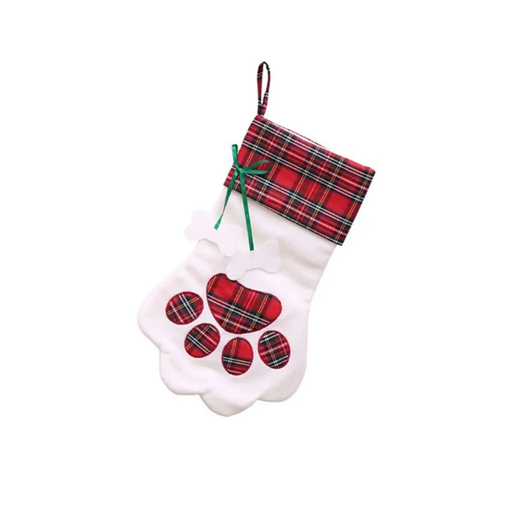 Собака Paw'S Pet плед форма животного Рождество чулок сумка для конфет в подарок Рождественская елка украшения